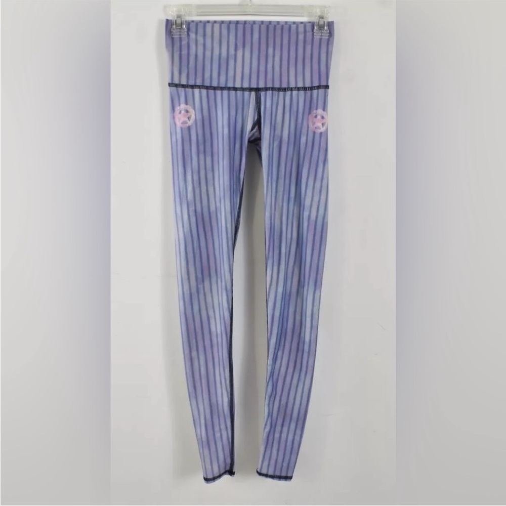 Teeki Tribe Blue Striped Leggings “Hot Pants” w/matching leg warmers - Picture 4 of 10